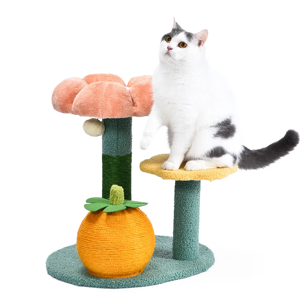 Cat Tree Scratcher Factory Supply Customized Cat Tree Fsc Certificate Natural Sisal Rope Plant Cat Tree Scratcher