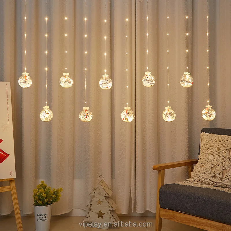 Santa Claus holiday Christmas tree decoration home decoration showcase bedroom decoration LED copper string lights