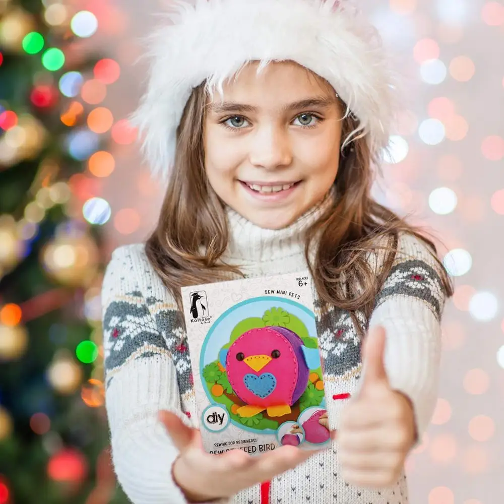 
Xmas tree decor toy travel free samples small felt bird ornament thread kids sewing diy craft kits 