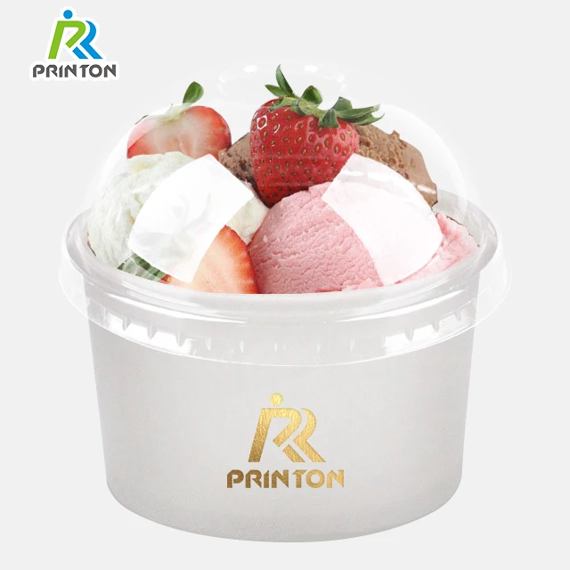 3oz 4oz 8oz 12oz 16oz Custom printed frozen yogurt kraft paper ice cream cup