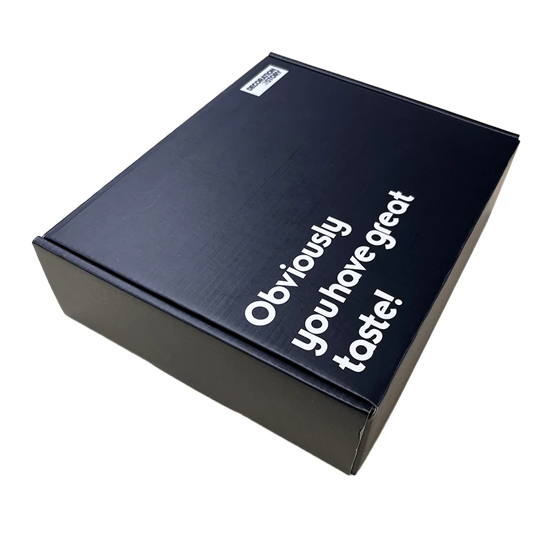 Custom Logo Black Personalised Ecommerce Paper Tear Strip Zipper Corrugated Packaging Shipping Mailer Box With Logo