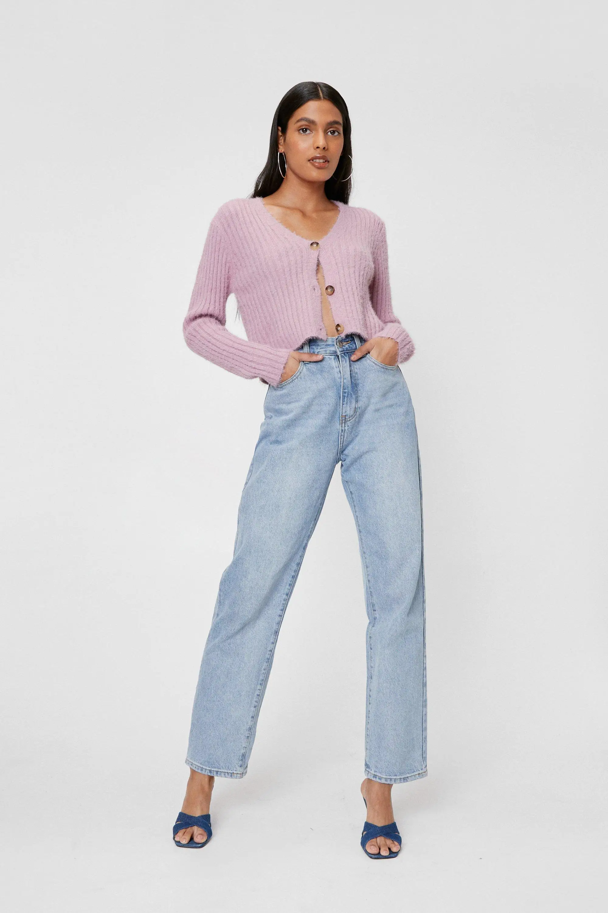 Wool Cotton Sweater Tops Women Custom Cardigan Sweaters Fluffy Knit Button Down V Neck Cardigans