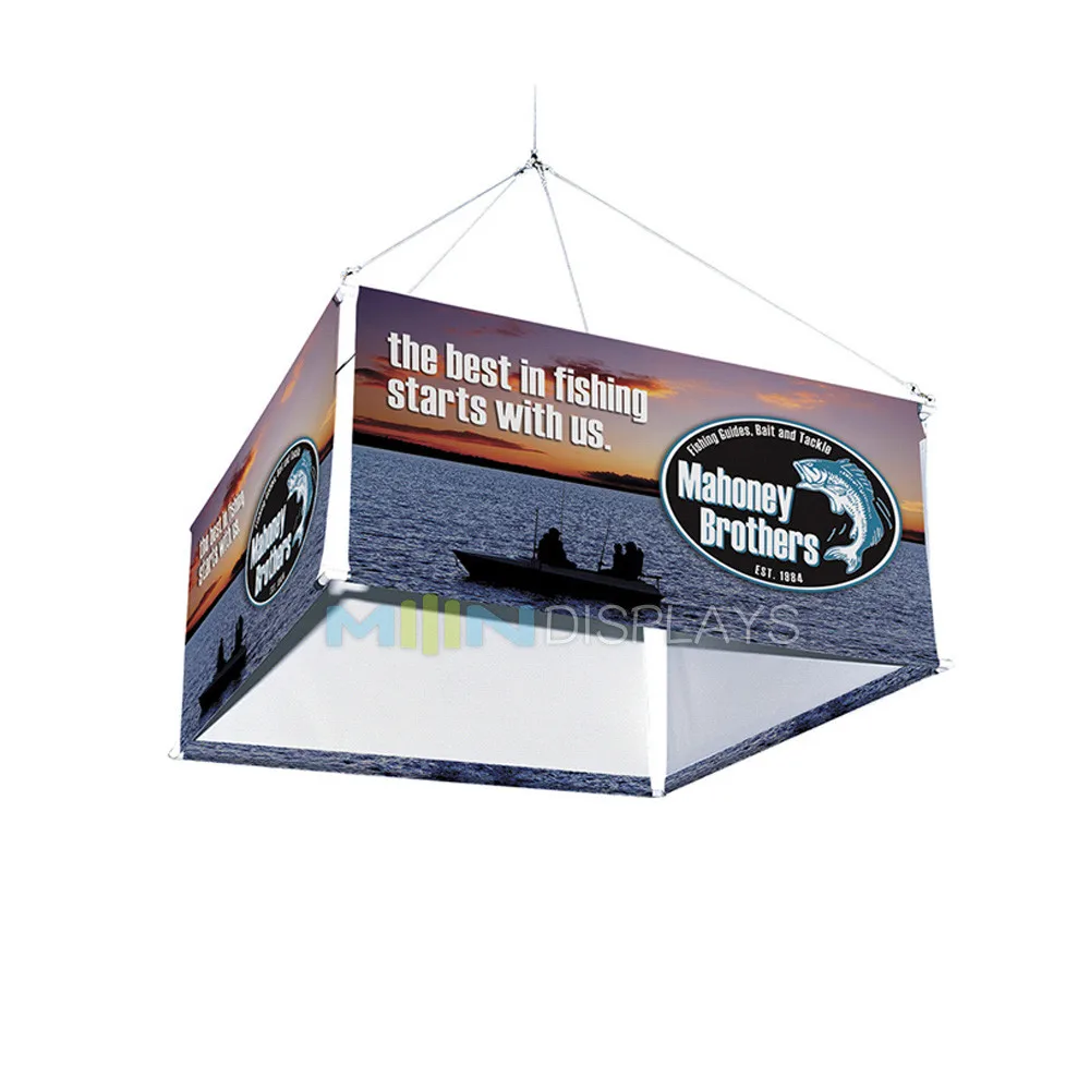 Trade show exhibition ceiling hanging banner flutter tension fabric up banner for promotion exhibition