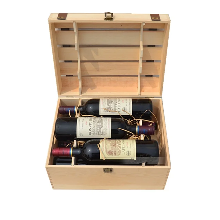 Luxury 6 Bottle Wooden Wine Boxes Glass Storage  Case For Wine Lovers