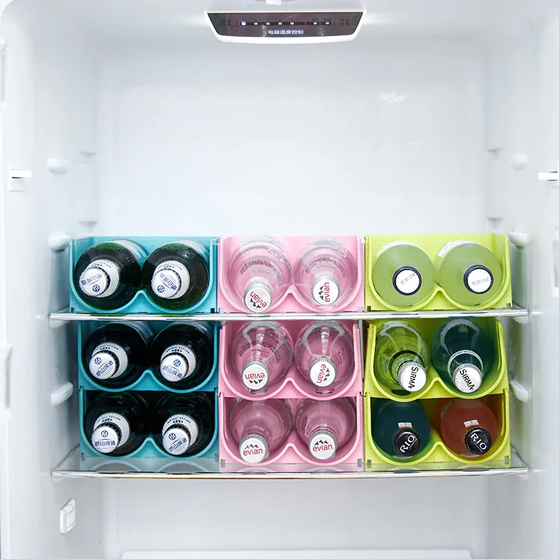 Creative refrigerator beverage storage box can stack beer cans drop-proof plastic storage rack