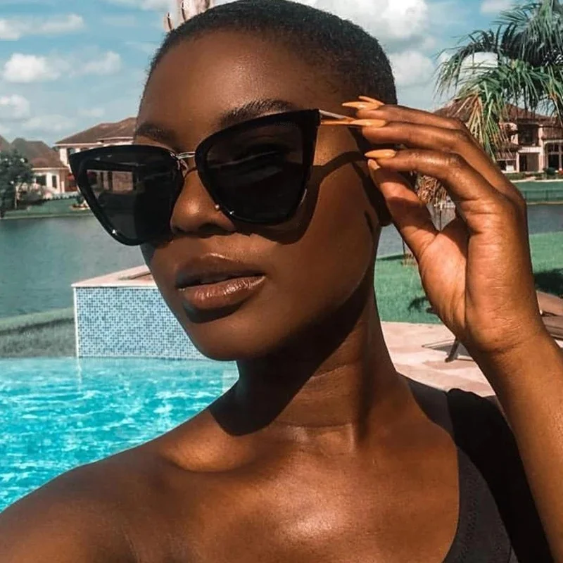 7023 High Quality Men Sunglasses Large Acetate Metal Frame Cat Eye Sunglasses For Women 2022