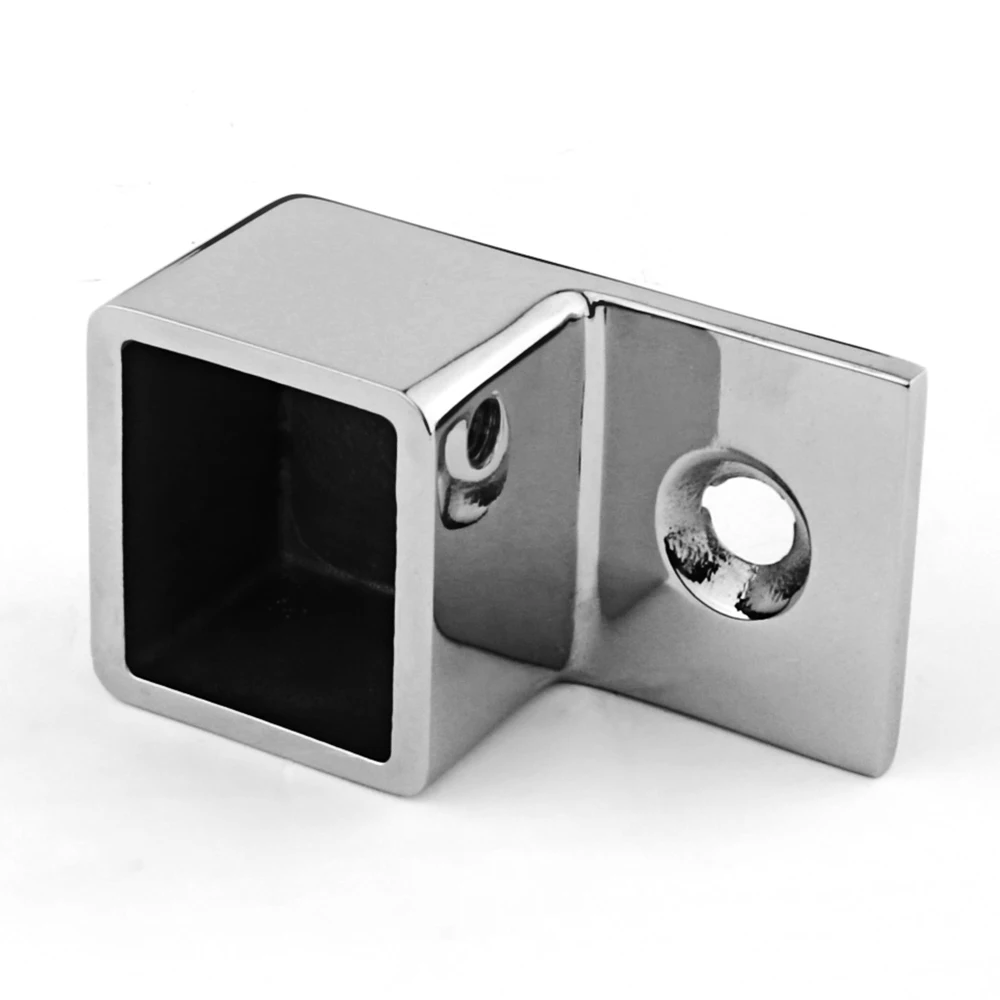 VINMAY Square Hollow Tube Slot Pipe Base Flange Stainless Steel Mirror Finish Railing Fittings