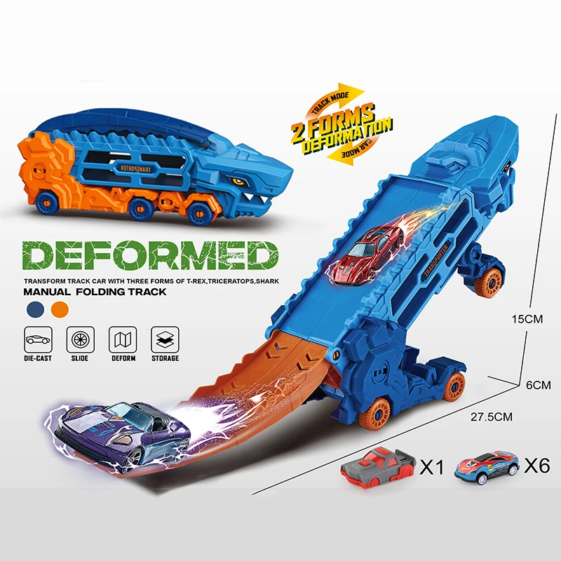 Vehicle Dinosaur Truck Toys car Storage Dinosaur with 6 PCS mini Model Car Dinosaur Truck Toys For Kids Boy