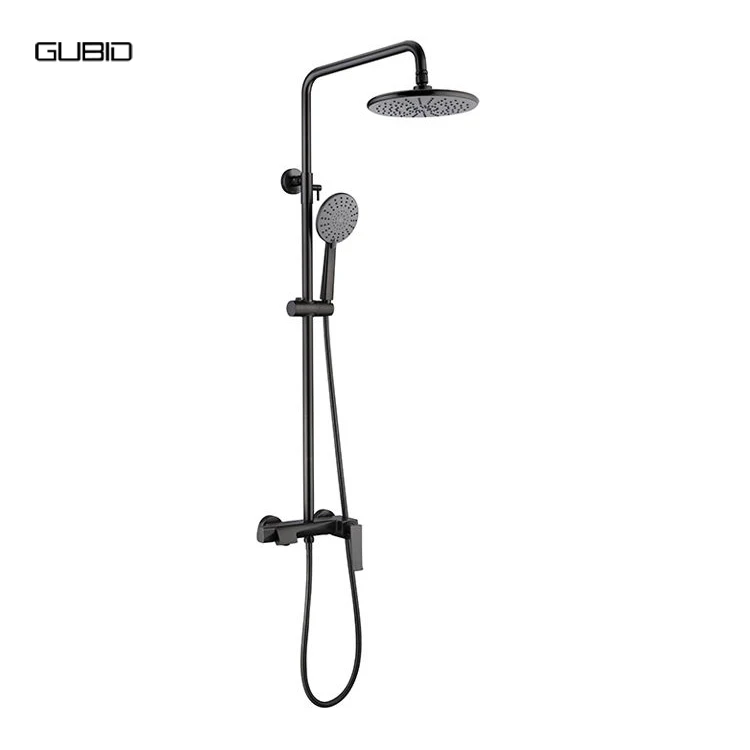 Matte Black Wall Mounted Bathroom Shower Set Granite Shower Head System Mixer Luxury Brass Rainfall Faucet