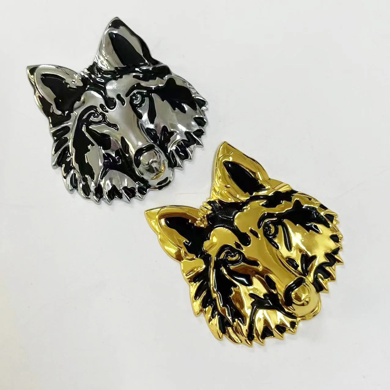 3D Metal Stereoscopic Wolf Head Car Emblem Personality Car Rear Trunk Badge