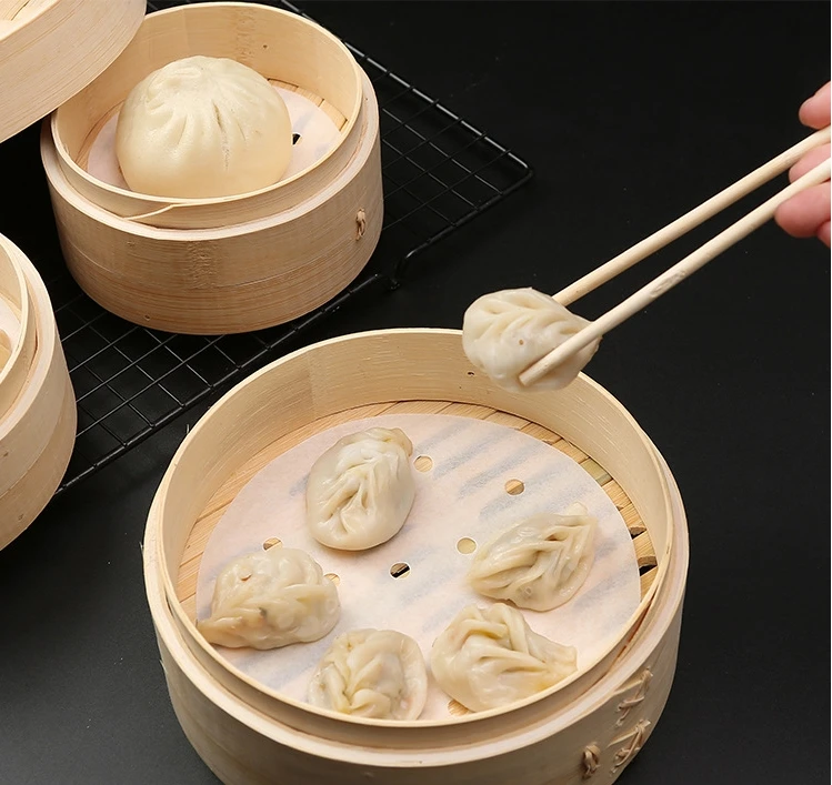 Disposable Air Fryer Paper Double-Sided Non-Stick Silicone Oil Steamer Paper with Holes Circular Steamer Plate Home Kitchen Use