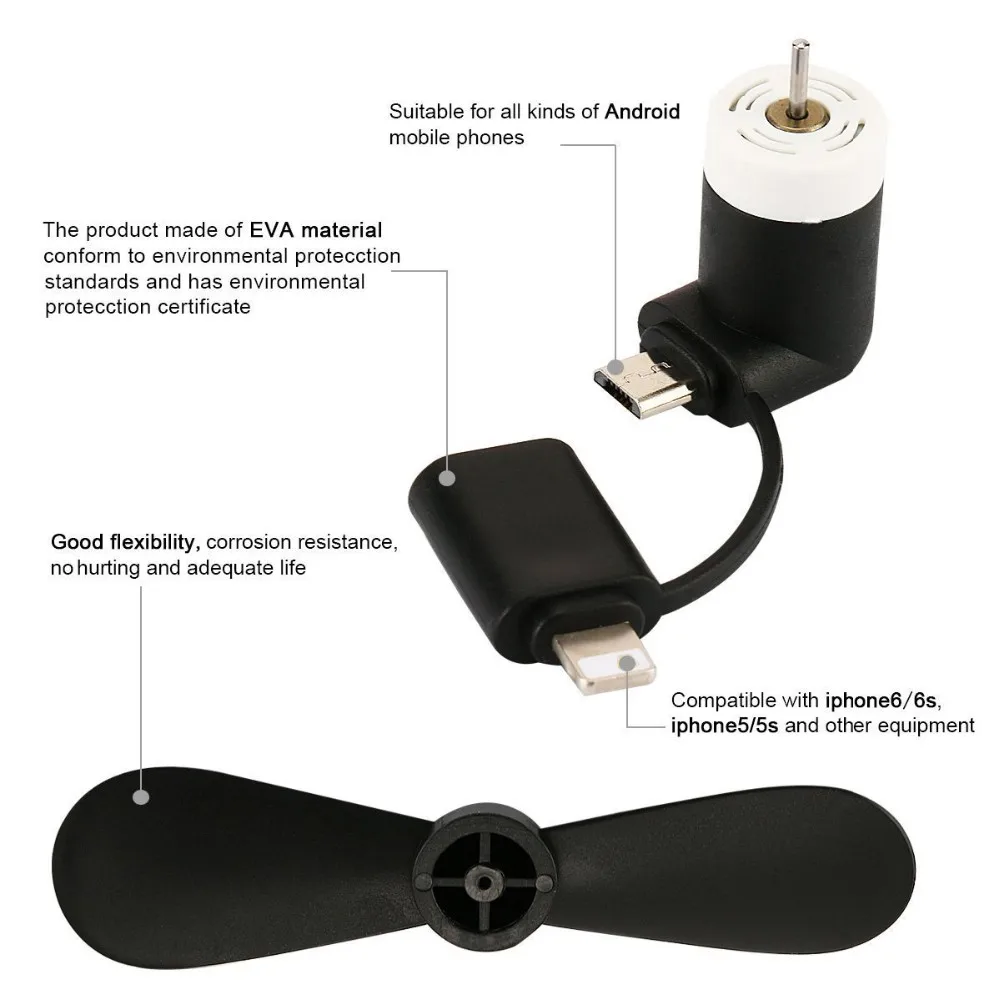 USB Gadget Cool Mini 2 in 1 USB Fan Portable For Android OTG Micro Gadgets For iPhone Electronic Smart Fan