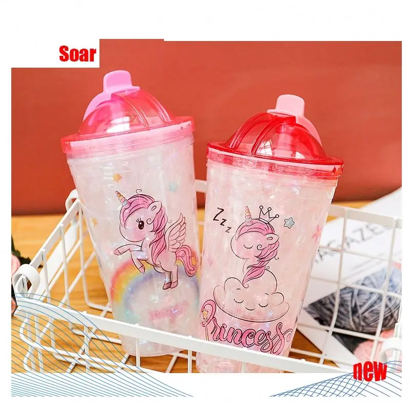 SOAR Unicorn Ice Sport Water Bottle With Straw Double