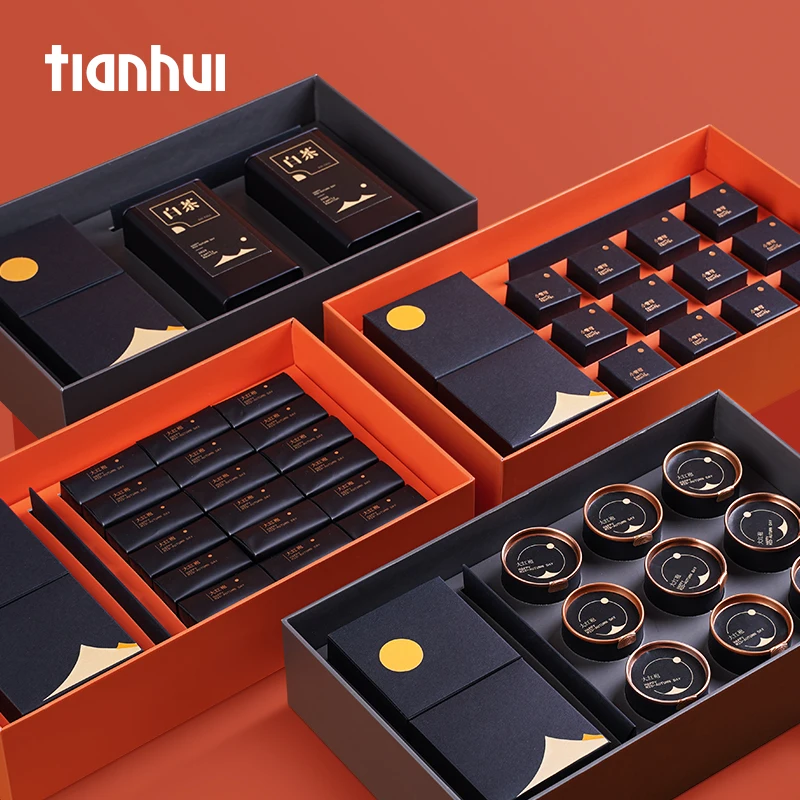 Большие Картонные подарочные чайные коробки ручной работы Tianhui с логотипом на заказ свадебные подарки