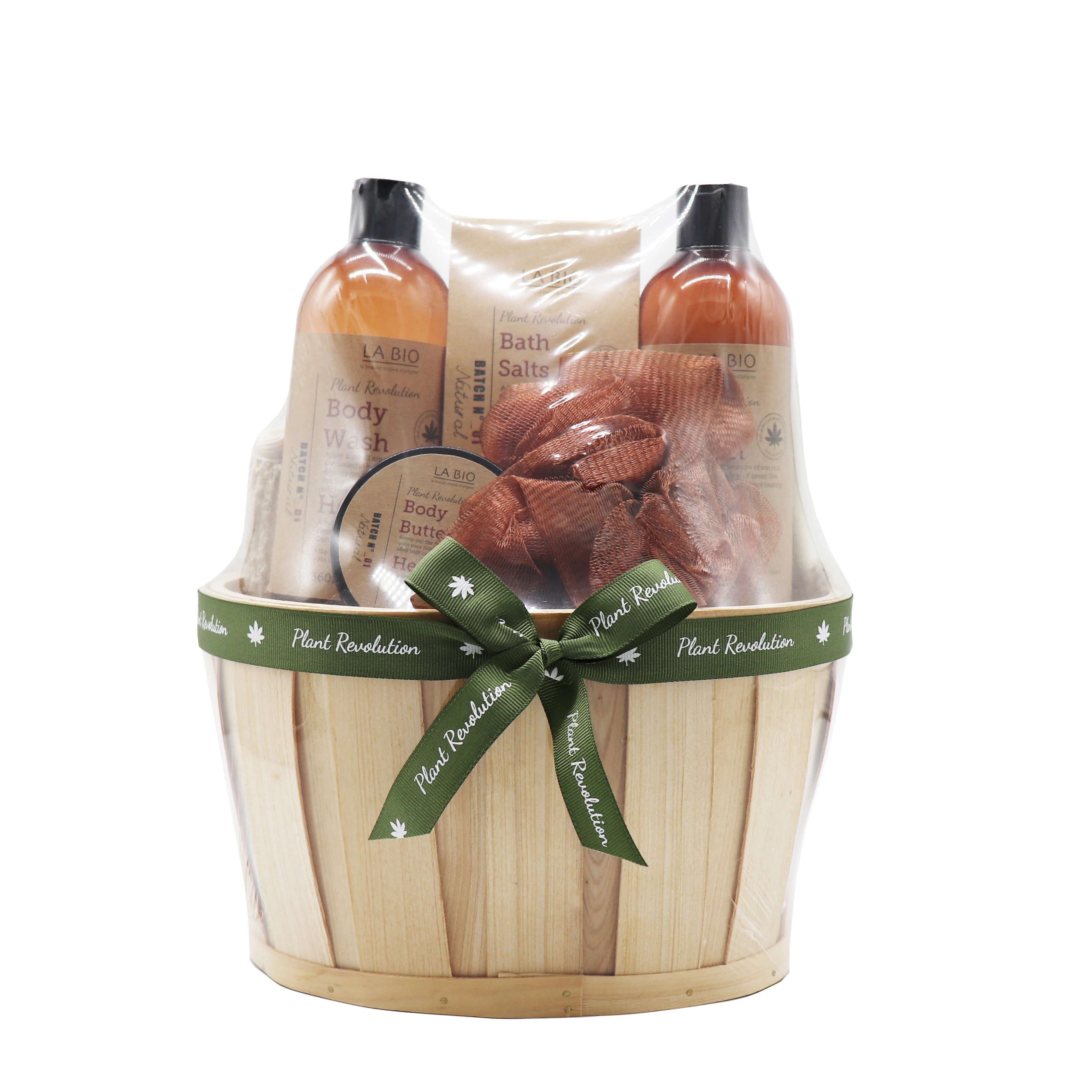 
Natural Wooden Basket Bath Spa Gift Set 