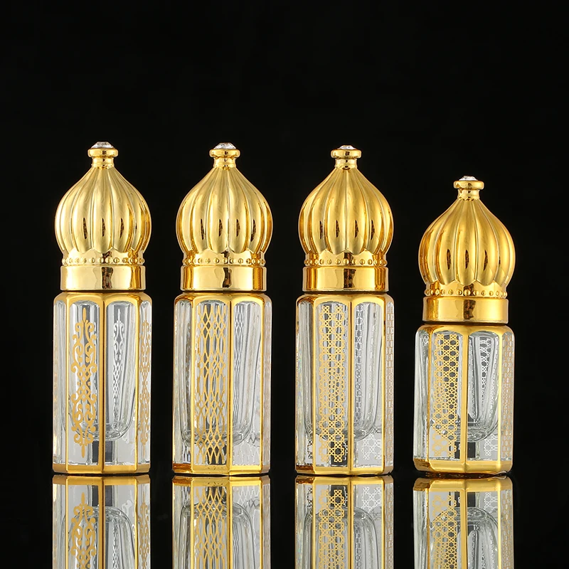 CJ- New Design 3ml 6ml Unique Decorative Attar Arabic Crystal Perfume Bottles Essential Oil Bottles
