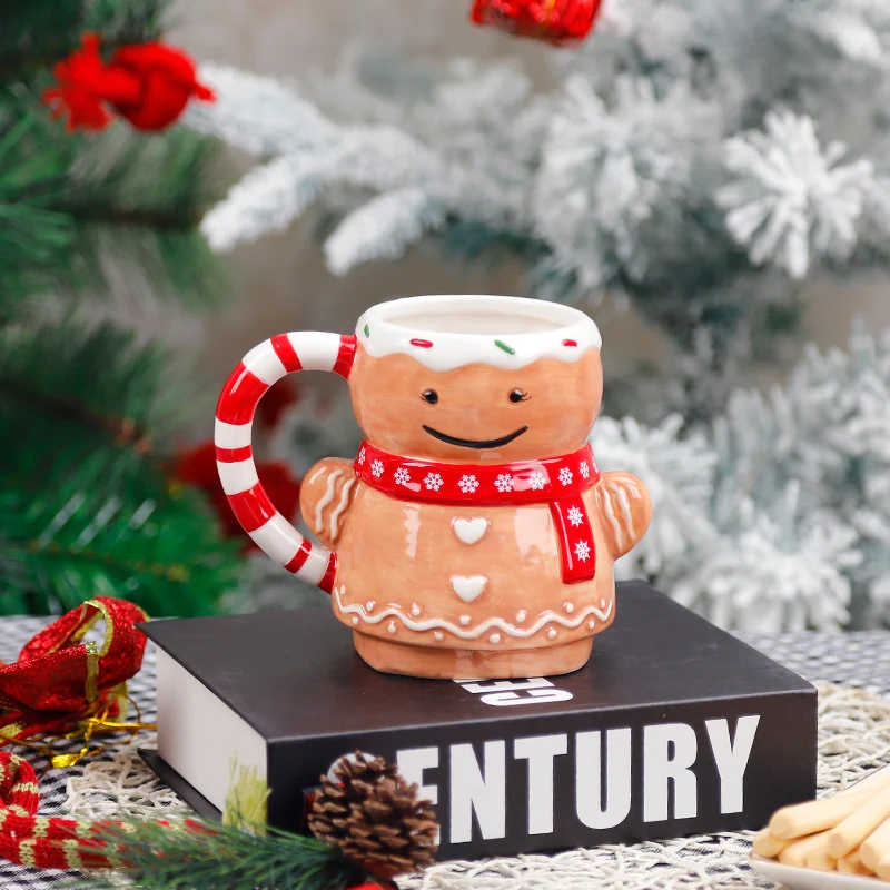 Redeco Creative Christmas Series Coffee Water Milk Tea Snowman Mug Cute Christmas Cup Ceramic Christmas Mug For Gifts