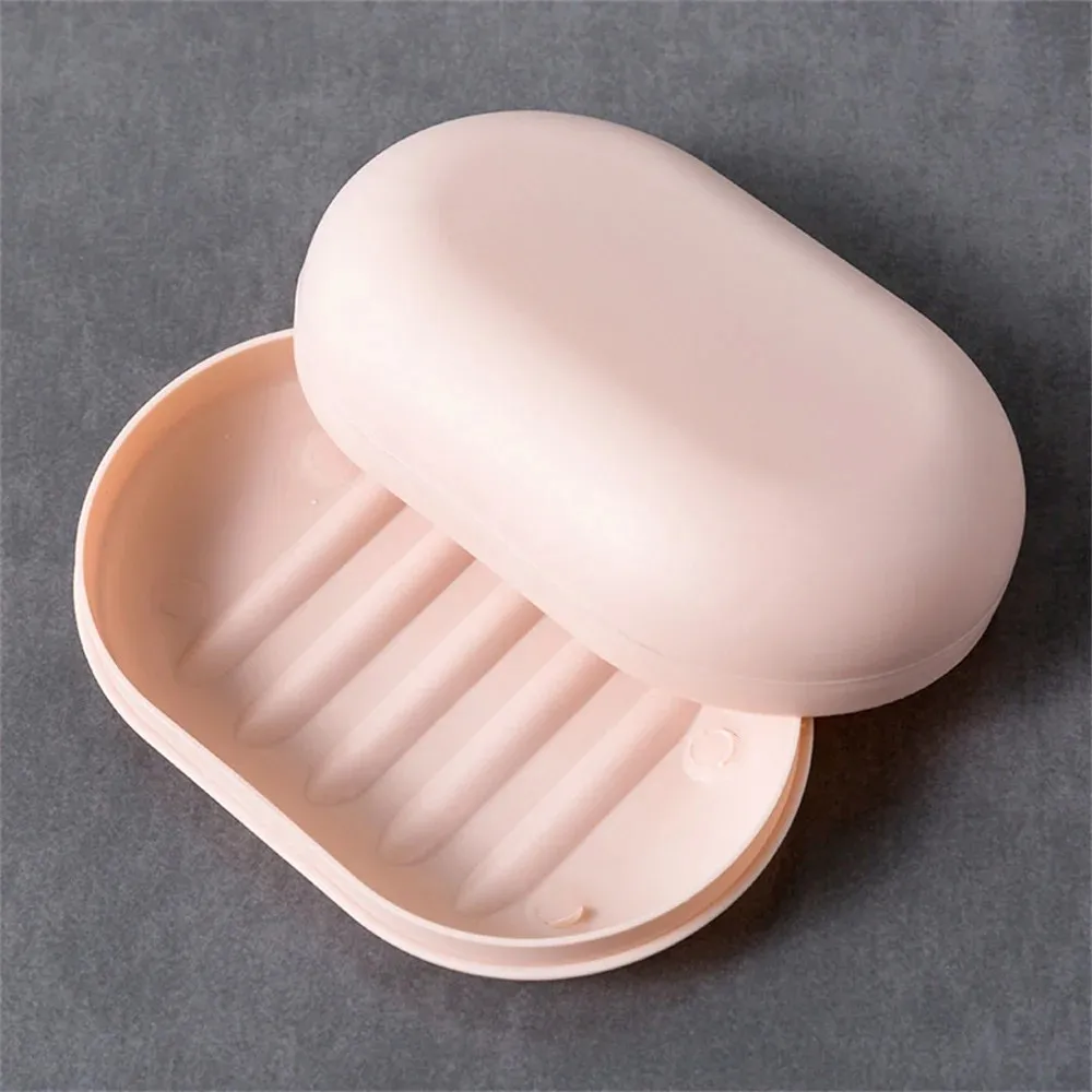 Plastic Bathroom Shower Soap Box With Lids Travel Portable Small Soap Tray Dish Storage Holder Plate Home Toilet Drain Case