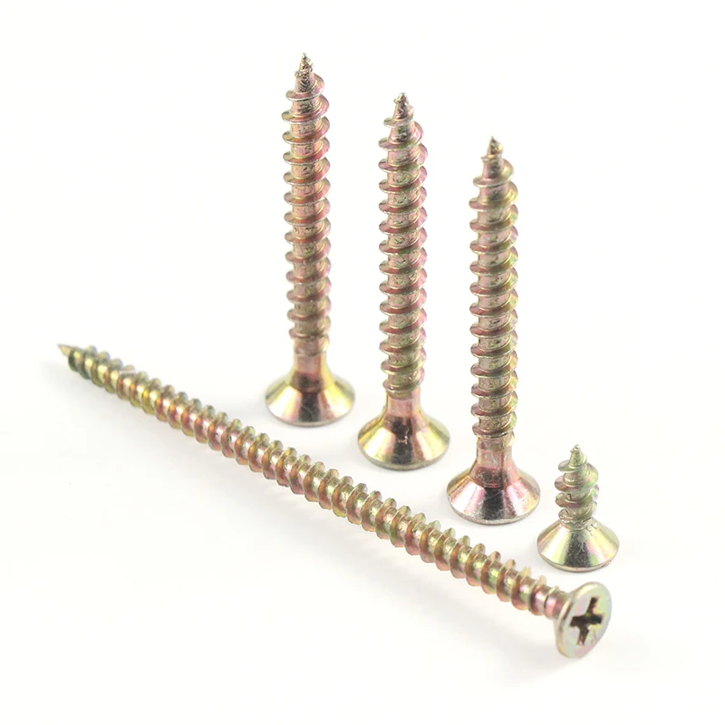 M4 Furniture Chipboard Screw Pozi Drive Countersunk Flat Head Yellow Zinc Plated Chipboard Screw for wood