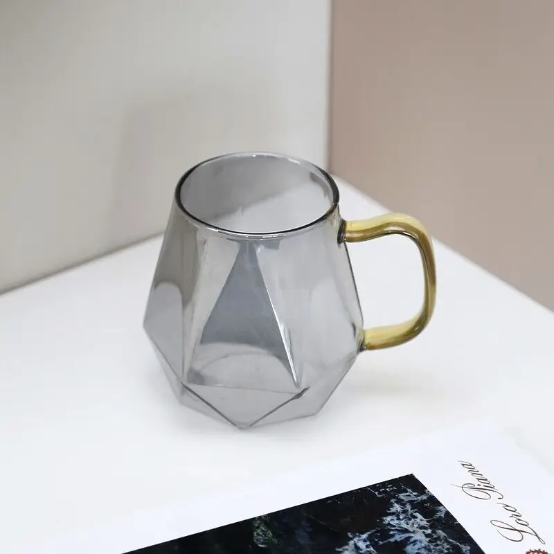 Diamond Shaped Glass Water Pitcher Carafe Amber Water Jug