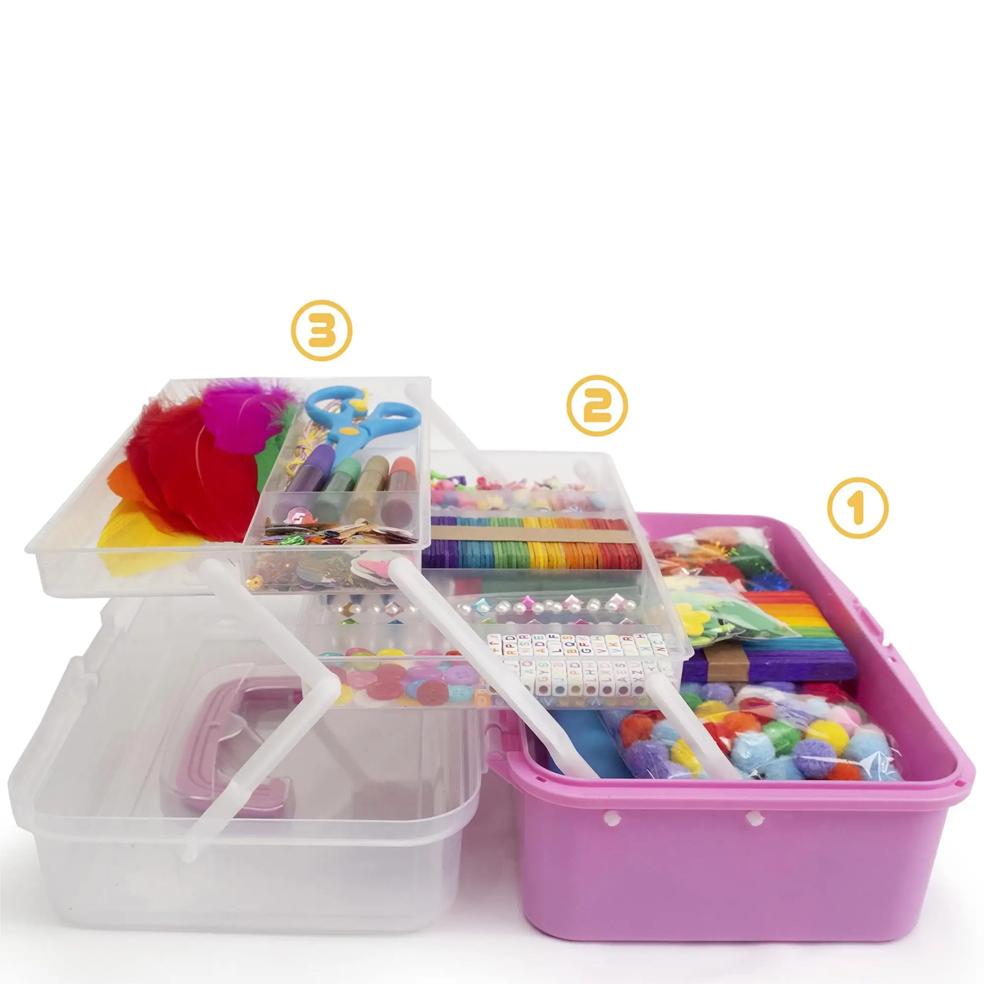 1500 Pcs DIY Accessories Pom poms Pipe Cleaners Sequins All In One Crafting Set