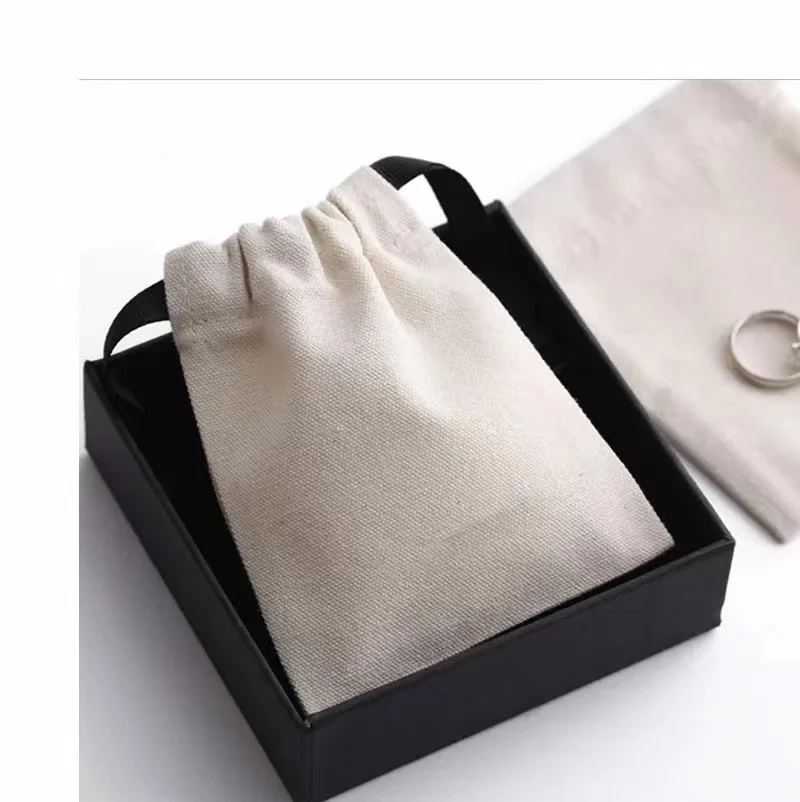Custom Packaging Drawstring Soap Bag Cotton Pouch Bag Cotton Bag With Double Cotton String for Jewelry Package