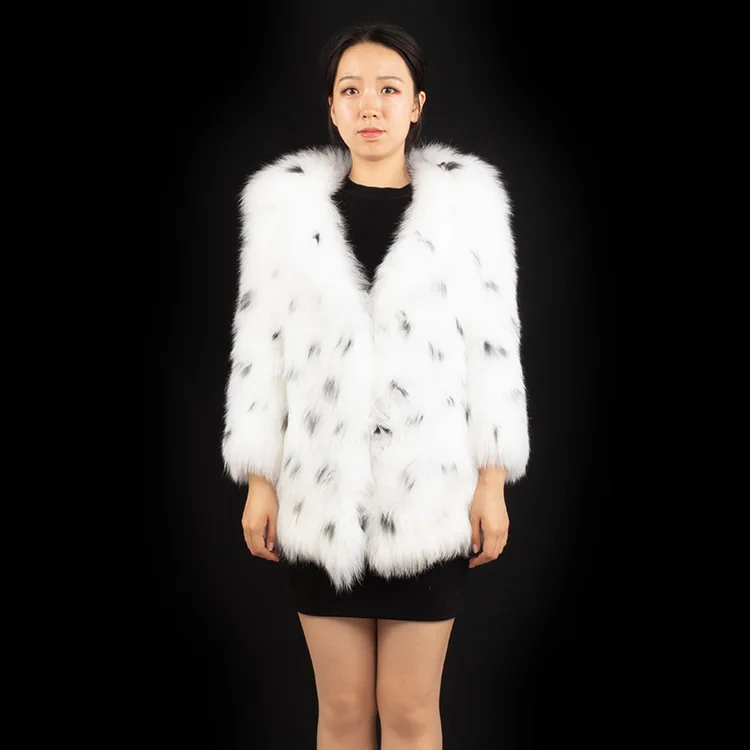 new fashion autumn winter knitted women coat with fur collar real fur overcoat