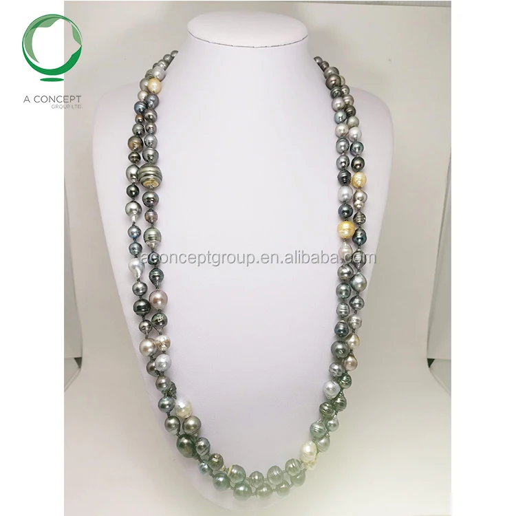 Лидер продаж, разноцветное ожерелье из таитянского черного жемчуга толщиной 8-13 мм, 160 см