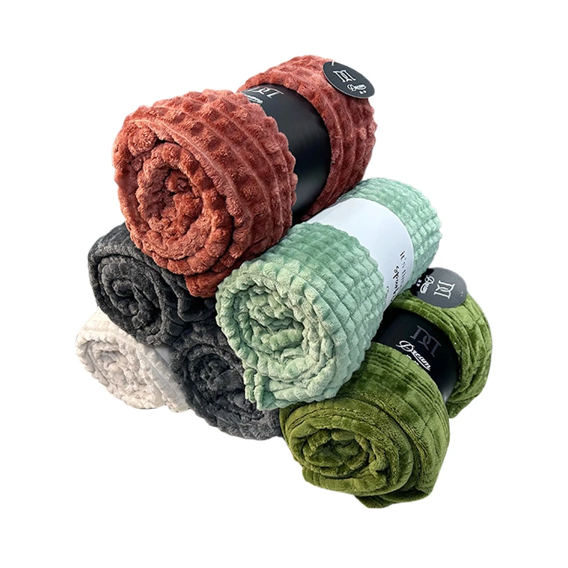 Cross-border strip flannel solid color shearing blanket air conditioning blanket lifting blanket sofa cover