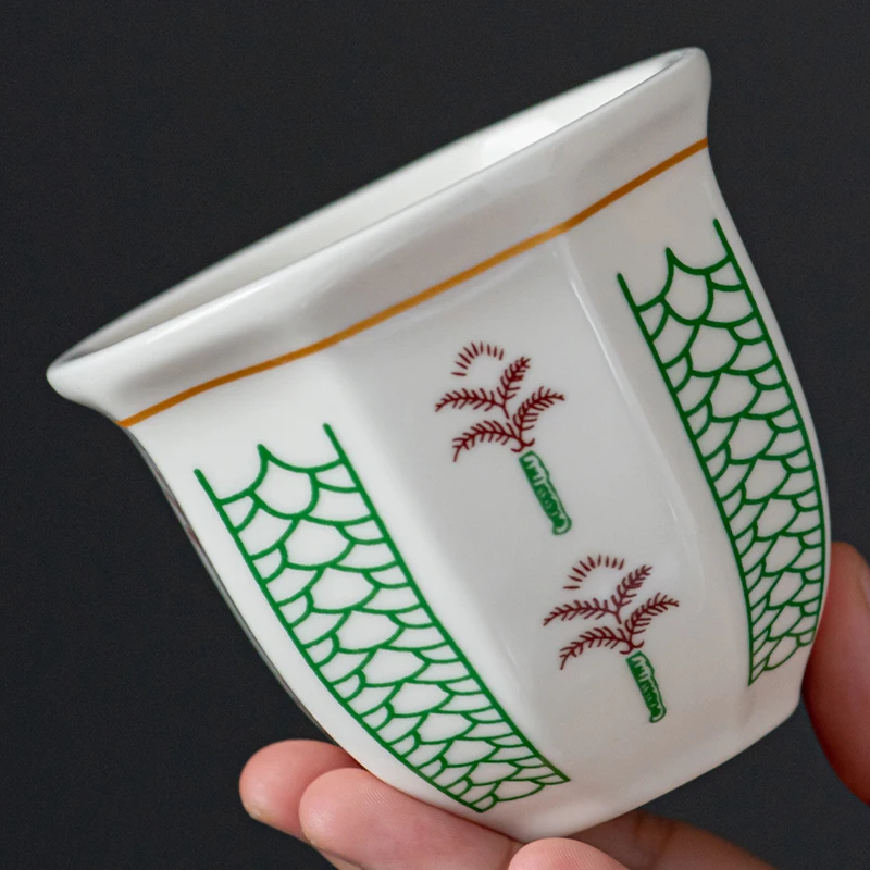 Find Elegant traditional pattern Palm Tree 180ml 6oz porcelain mid eastern arabian espresso coffee cups Handshake ceramic mug