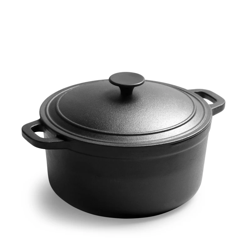 High Quality Non-stick 20cm 23cm 26cm 28cm Two Handles Sauce Pan Stew Pot Cast Iron Soup Pot With Lid