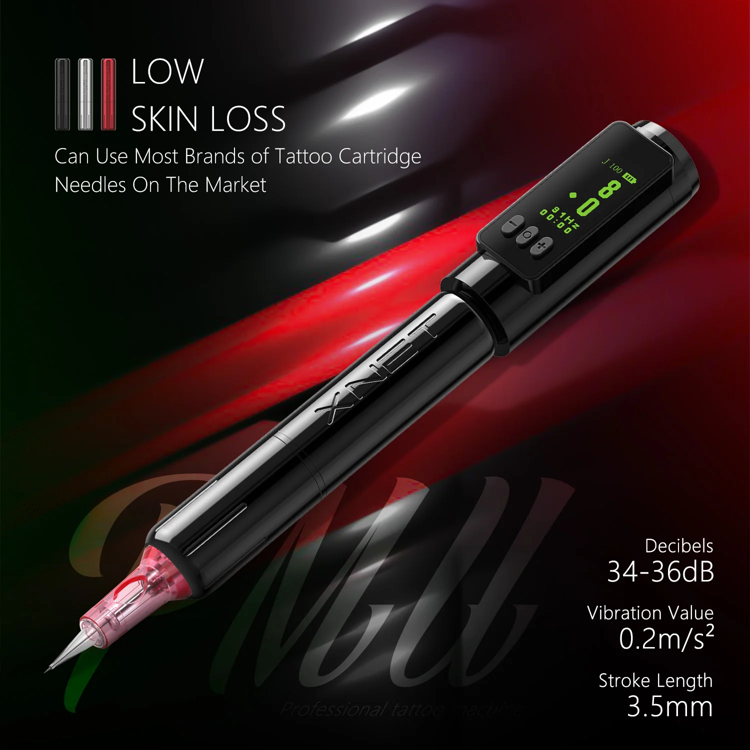 XNET 3.5mm Stroke Portable Lip Eyeline Permanent Makeup Eyebrow P M U Pen Rotary Tattoo Machine Kit with RCA Tattoo Battery