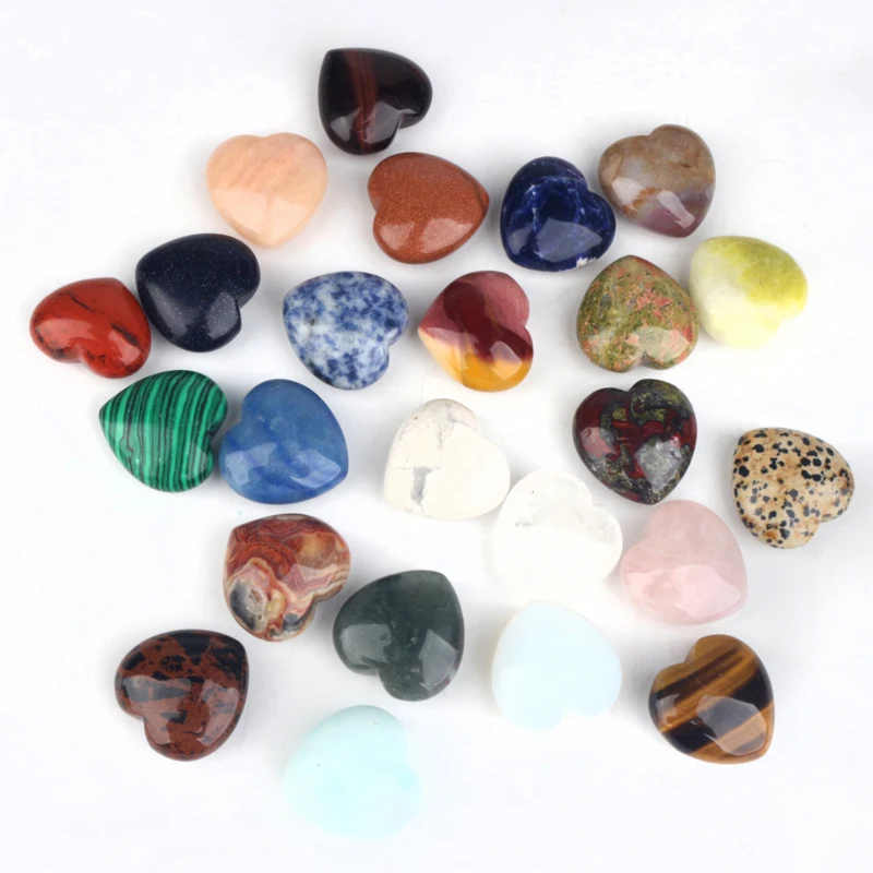 Wholesale Bulk Natural Healing Palm Quartz Stone 1.5 cm Mini Crystal Heart for Decoration