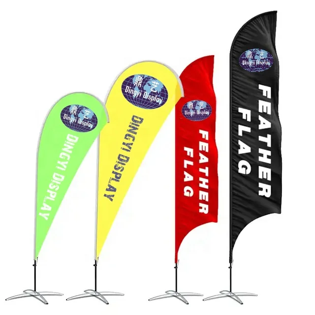 new product Custom logo outdoor Advertising Beach Flags Outdoor Aluminium Pole Tear Drop Flying Teardrop Feather Flags Banners