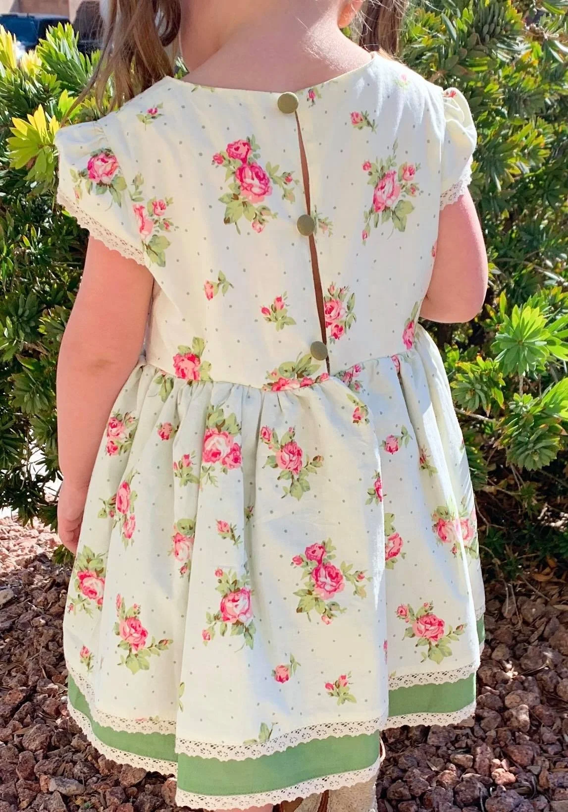 Jannybb Design Boutique  Green Linen Dress Autumn Floral Dress Two layers Dress