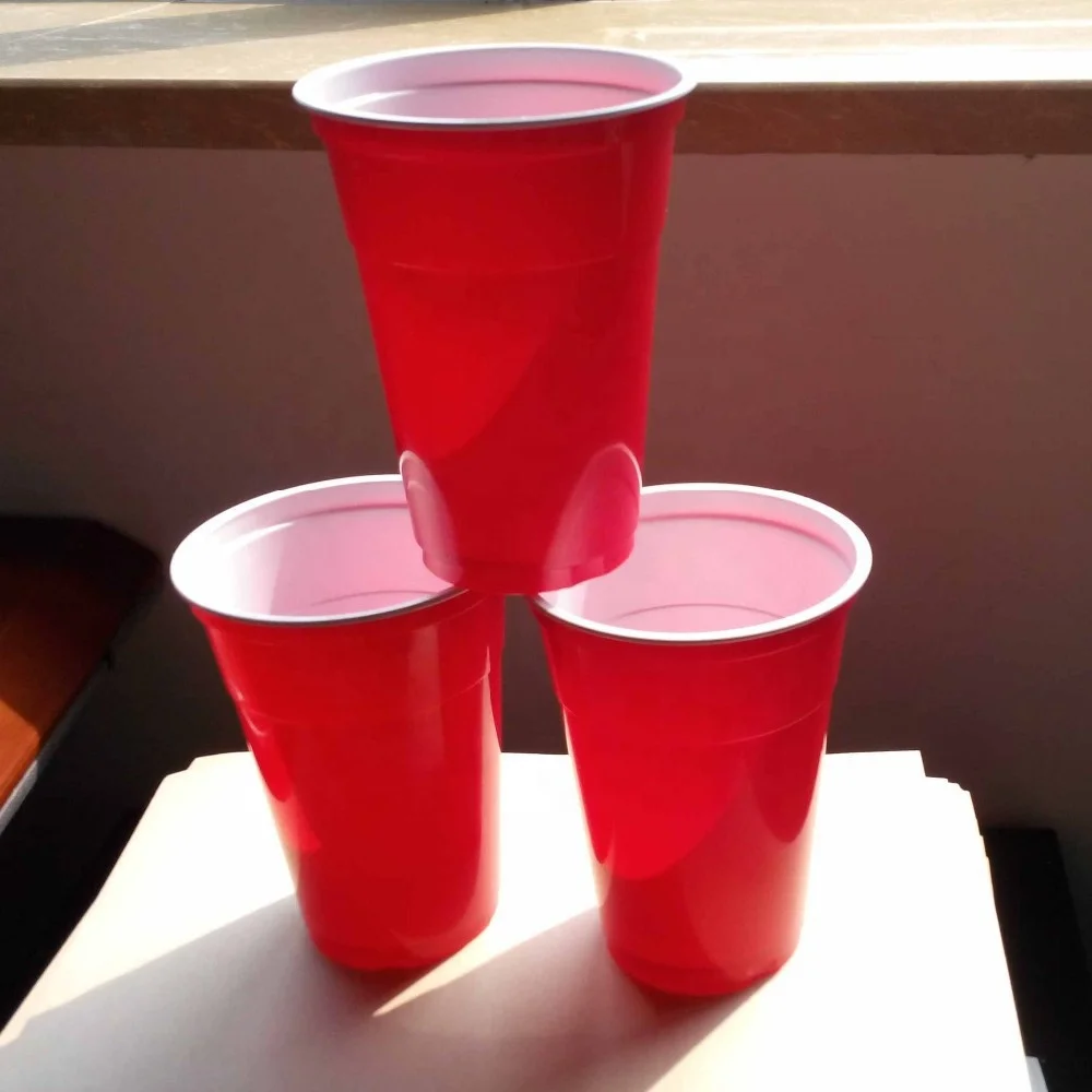 PP/PS Material Red Plastic Fruit Disposable Party Cup Giant Glass with logo Printed Beer Pong Cup Juice Cup