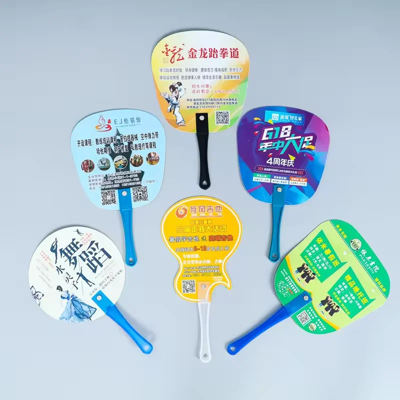 Customized Shape Custom Cmyk Printed Folding PP Plastic Fan For Advertisement Promotional Gift Handfan Custom Plastic Hand Fan