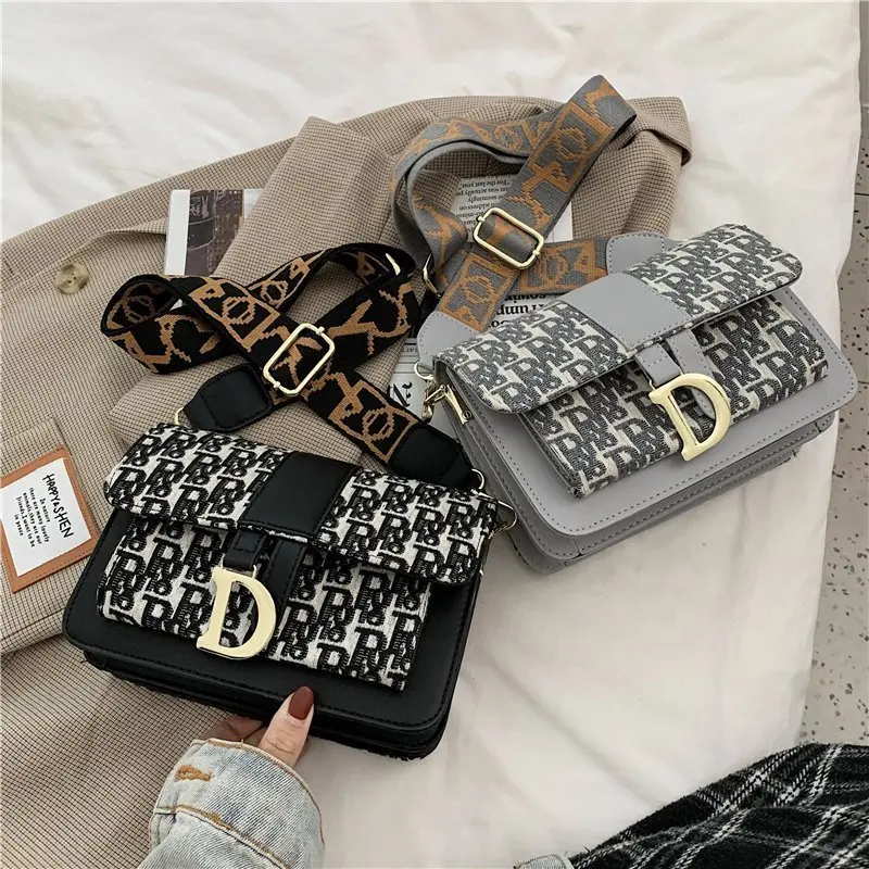 Newest ladies Designer Letter Wide Shoulder Strap Purse bolsos de mano bolsa feminina luxury famous brand name handbag for women