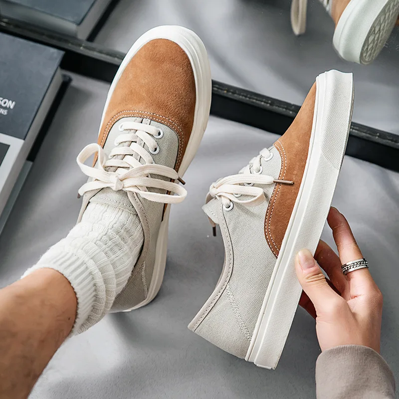 custom logo summer pig genuine leather fitness flat sport walking style casual trendy canvas shoes men