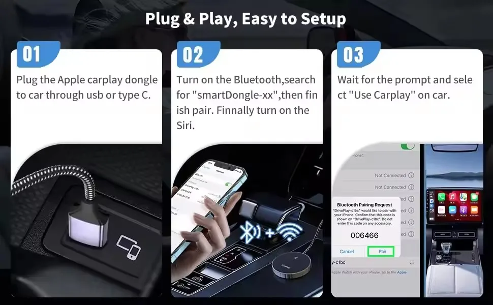 Mini Wireless ABS Car play auto Box vehicle system Supports Android Auto WiFi5 Bluet 5.0 Plug and Play Carplay Adapter