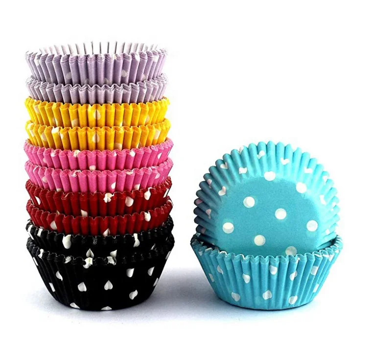 Solid color Muffin Liners Polk Dot Printed Cupcake Liners Cake Paper Baking Cup