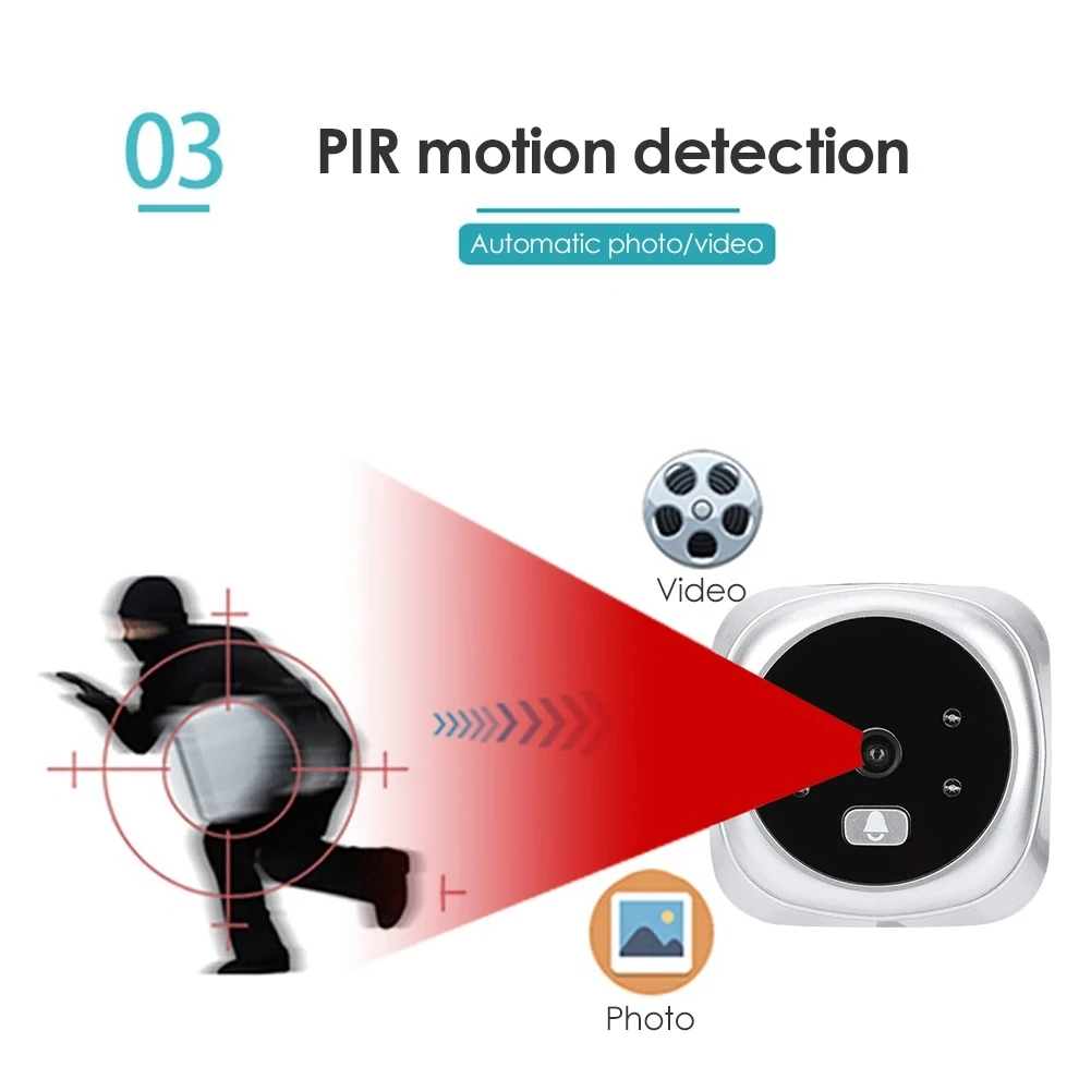 2.8 Inch Camera Doorbell Video Doorbell Peephole Door Viewer Night Vision 120 Degree for Home Office Apartment