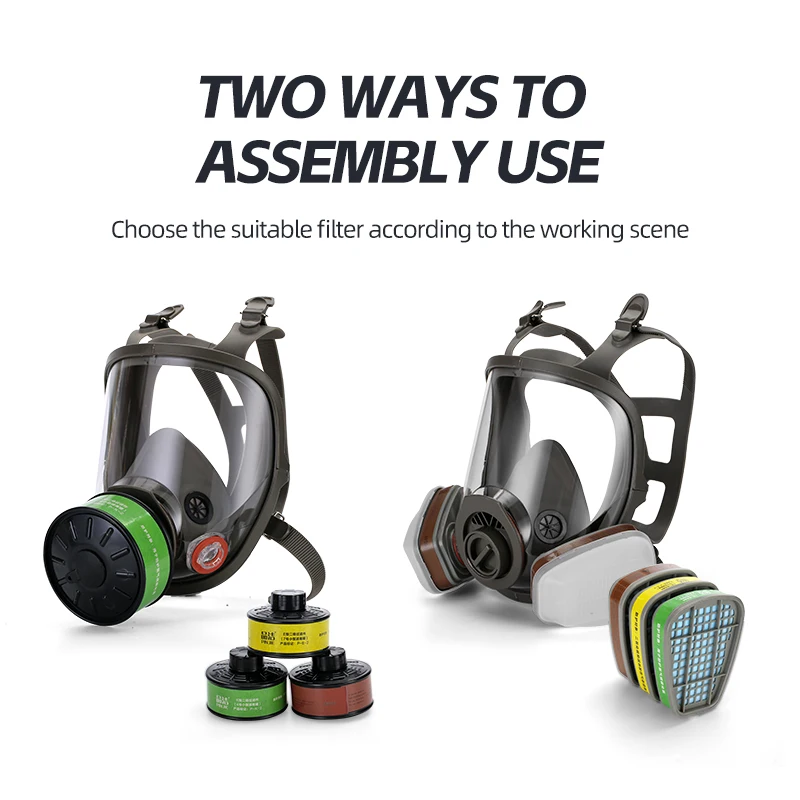 Full-Faced Respirator Gas Mask 6800 with Double Filter Element Replaceable Breathing Device for Industrial Use