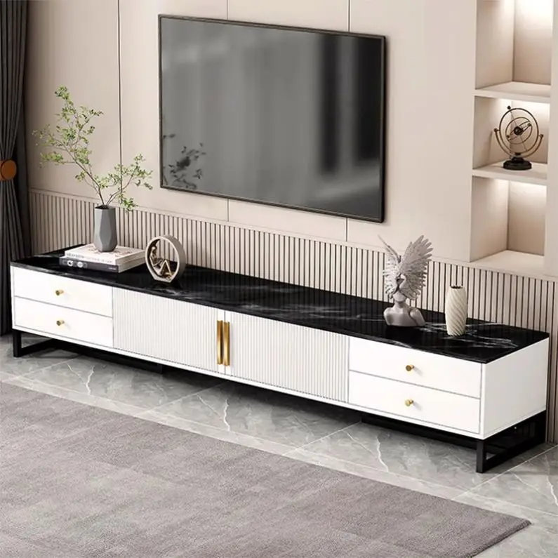 Latest Design Living Room Furniture Table Bedroom Glass Shelf LED Light Tv Stand Table Cabinet Set Bedroom Modern Luxury