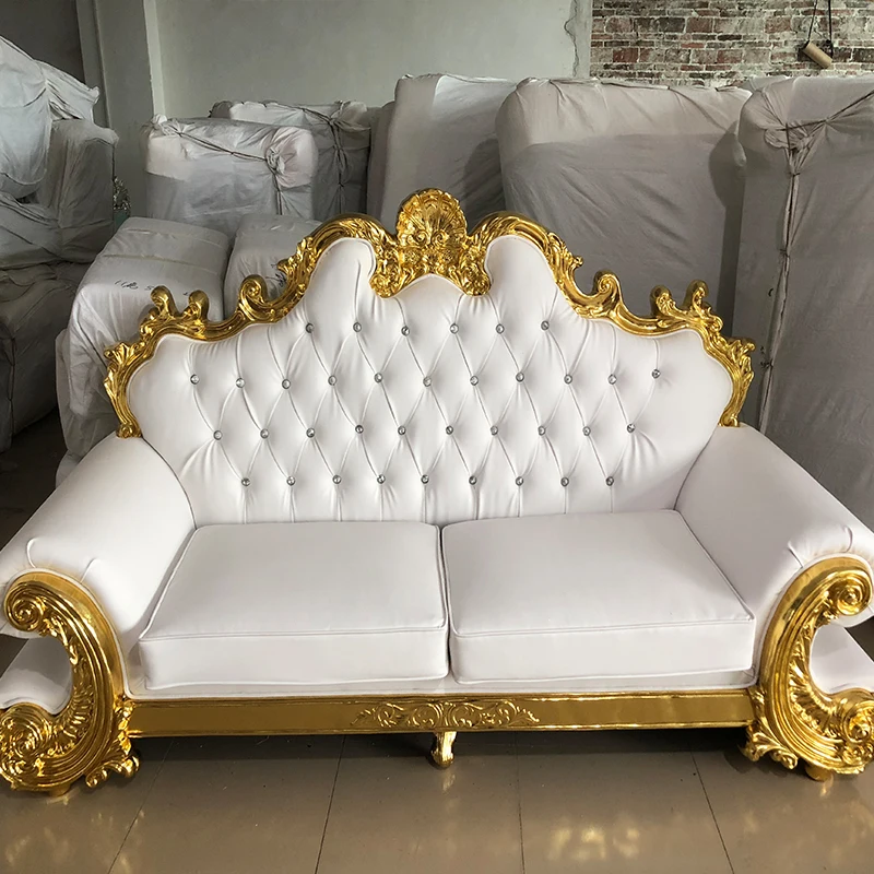 Latest Designed Luxury Party Furniture Gold Wedding Royal King Throne Chair Queen Sofa For Wedding