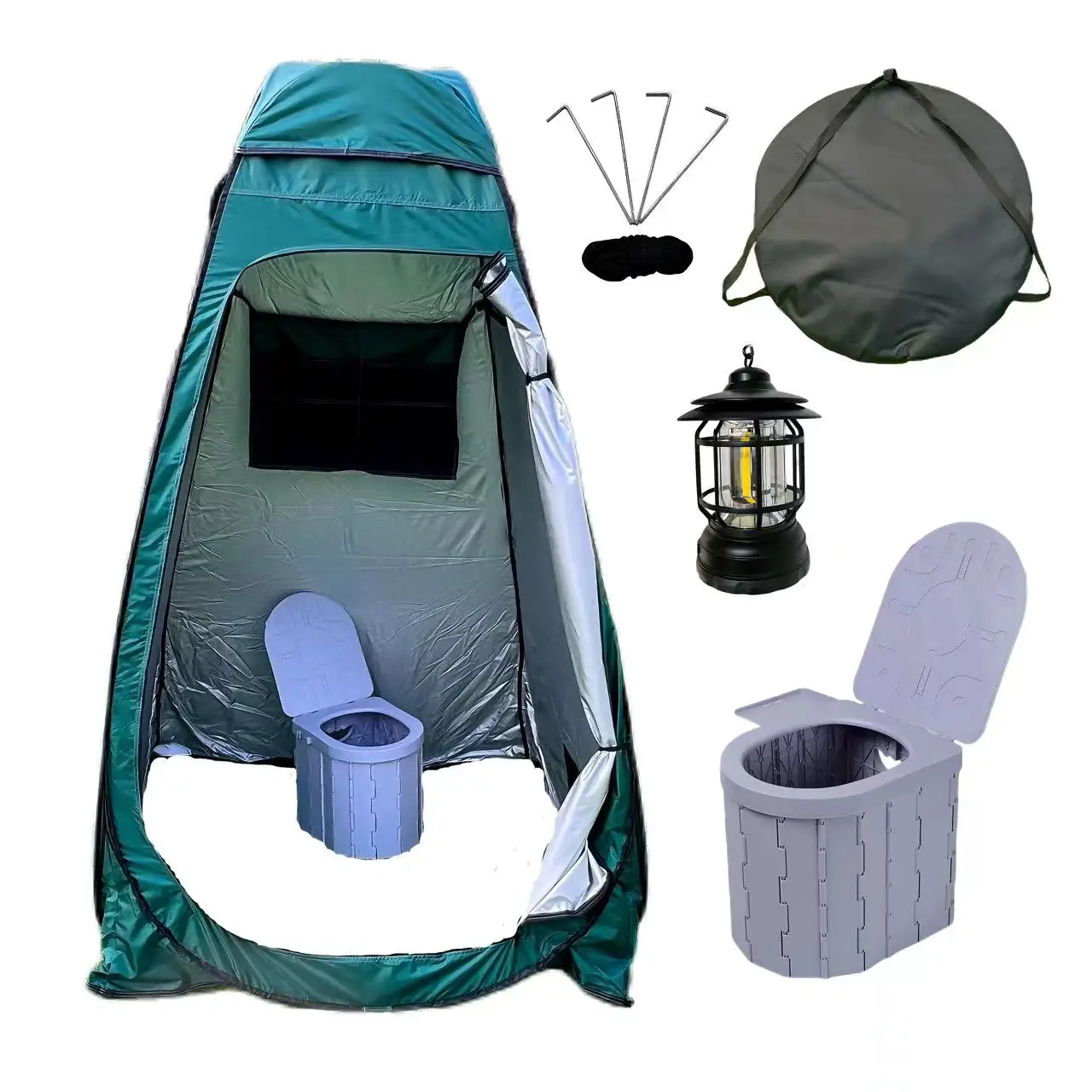 Factory Direct Outdoor Beach Shower Tent Quick Opening Changing Tent Emergency Light Portable Toilet 1 Person Capacity Camping