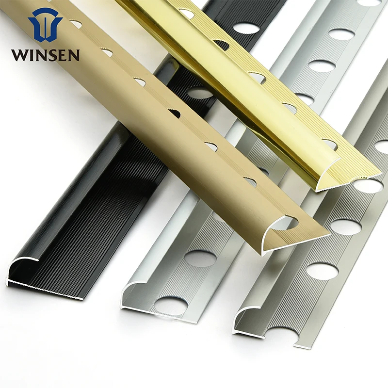 Factory Hot Sale  Aluminum Different Shape Metal Tile Trim Aluminum Tile Edge Protection Trim For Tile