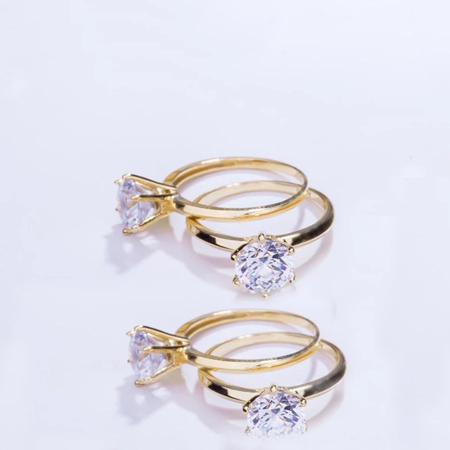 Wholesale 14k Solid Gold Fashion Jewelry Ring 14k Solid Gold Ring with Diamond For Women Gift Trendy