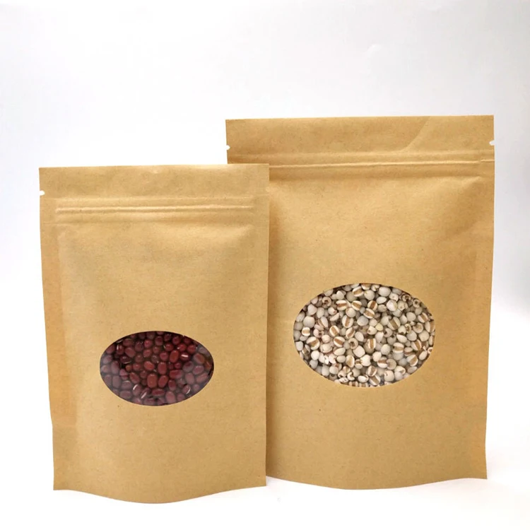 stand up pouches clear front for nuts packaging kraft pouch with