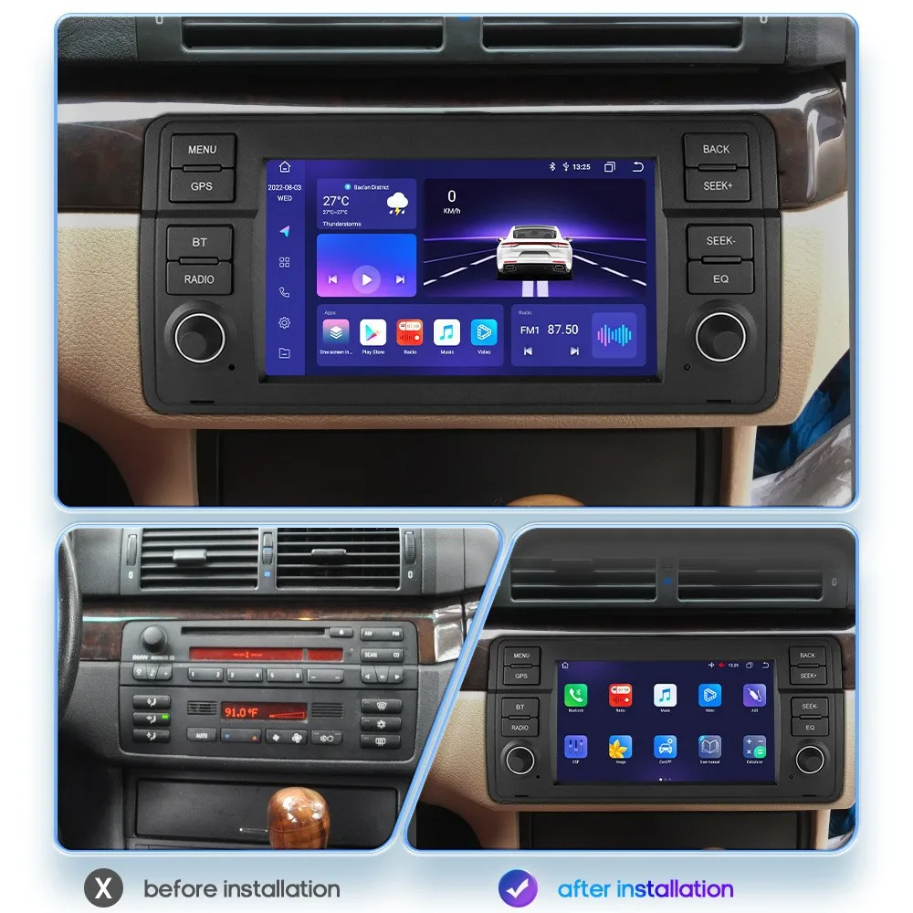 Автомобильные автомобильные экраны BMW E46 Carplay навигация и GPS Bluetooth 5 0 4G Sim 3 (E46) камера ADAS DVR